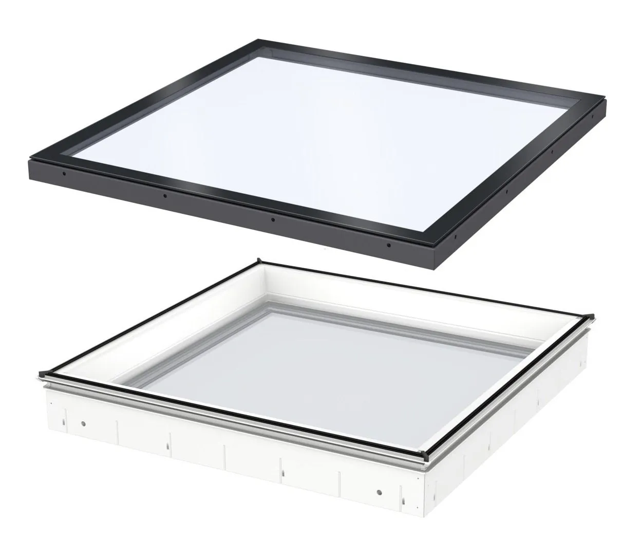 VELUX CFU 100100 S00M Fixed Flat Glass Rooflight Package 100 x 100 cm (Including CFU Triple Glazed Base & ISU Flat Glass Top Cover)