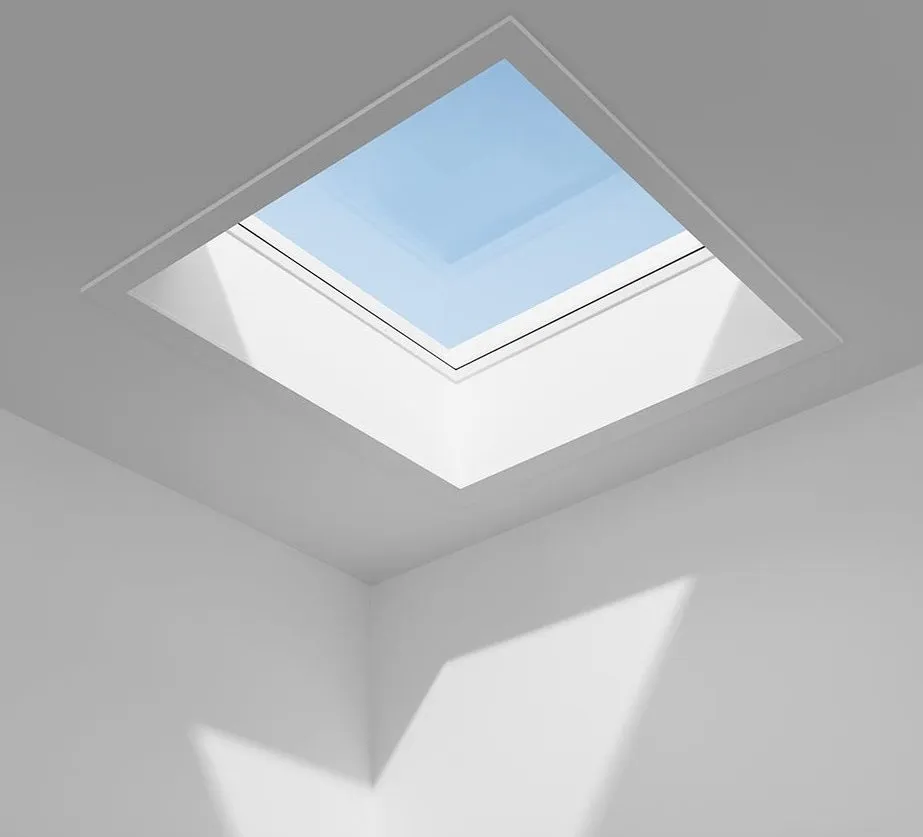 VELUX CFU 100100 S00M Fixed Flat Glass Rooflight Package 100 x 100 cm (Including CFU Triple Glazed Base & ISU Flat Glass Top Cover)