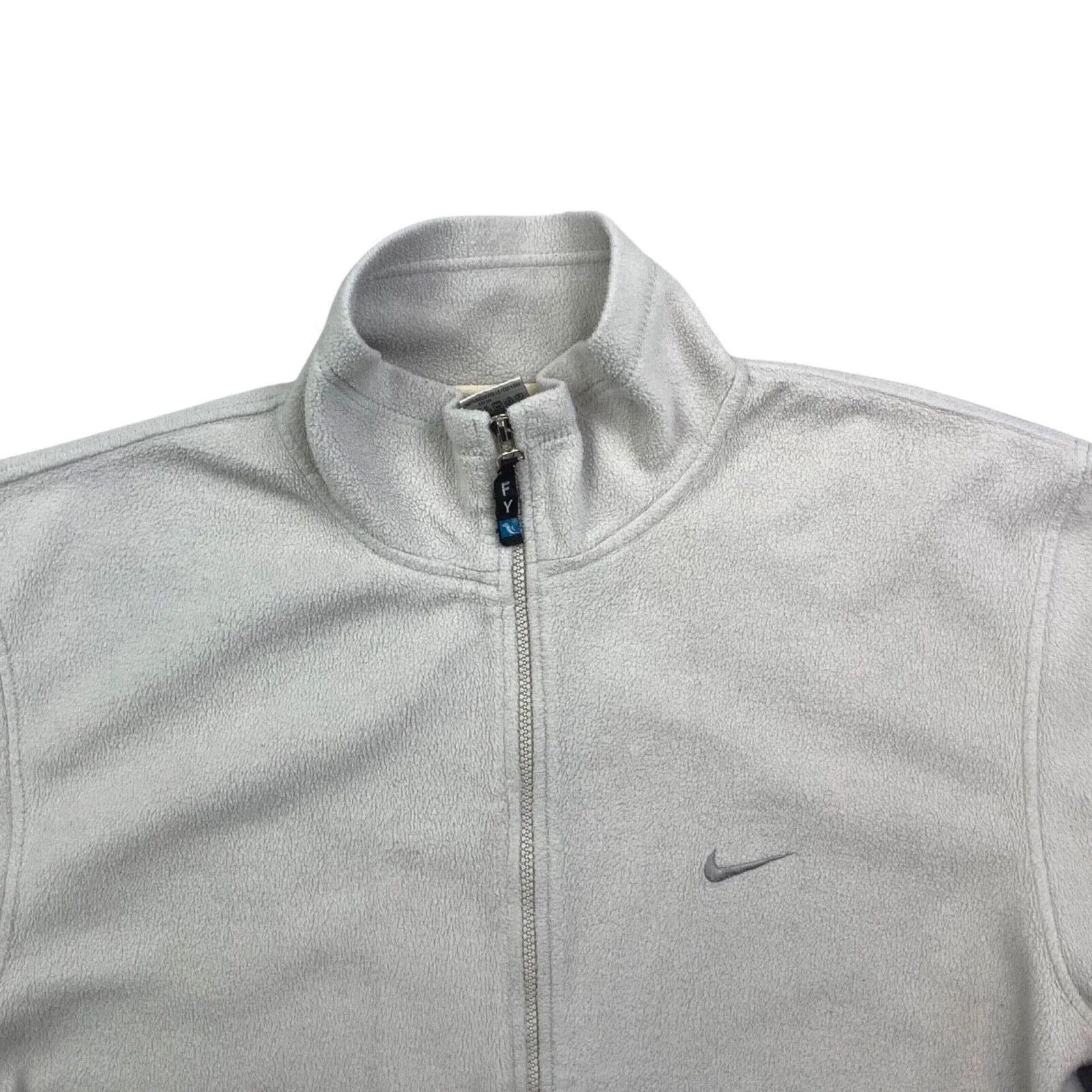 Vintage 90s 00s Grey White Embroidered Zip-Up Nike Fleece Jacket L XL