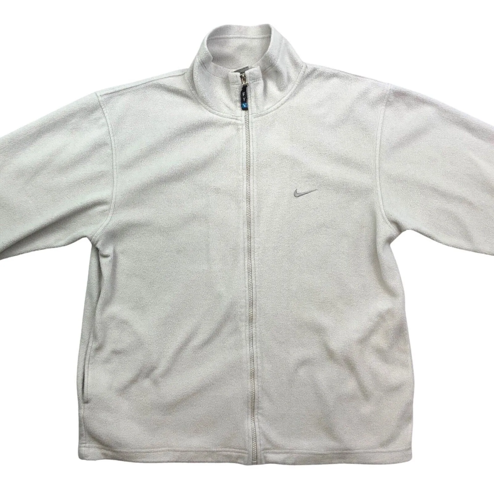 Vintage 90s 00s Grey White Embroidered Zip-Up Nike Fleece Jacket L XL