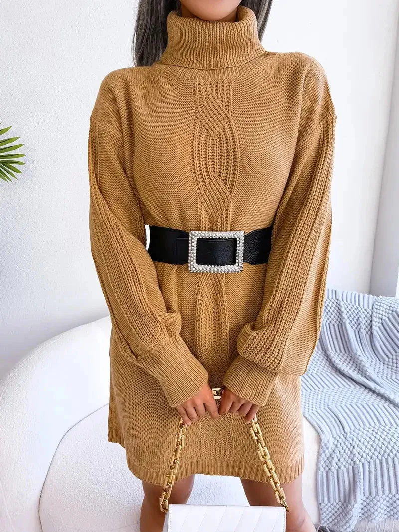 Wenkouban-Christmas Thanksgiving Gift New Year's Eve Dress party look inspos back to school dress  Turtleneck Bodycon Button Slim Sweater Dress