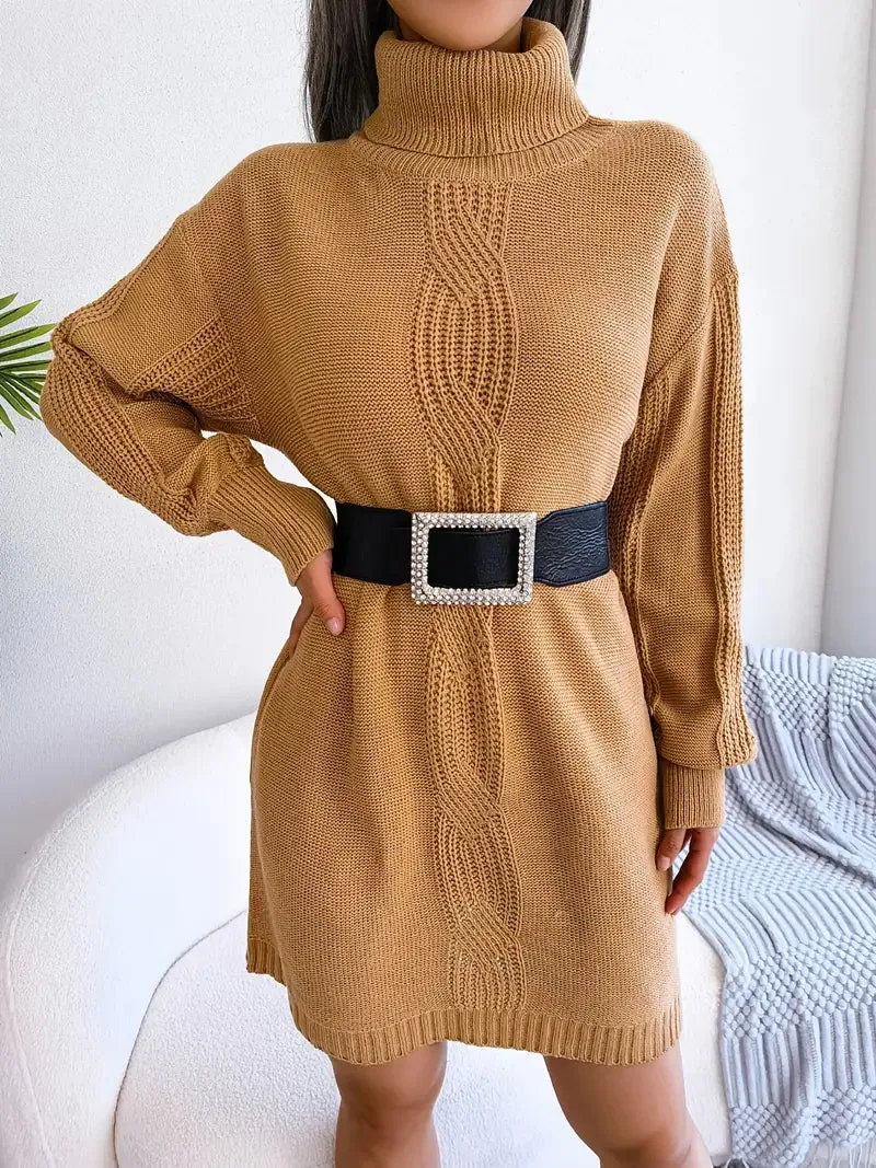 Wenkouban-Christmas Thanksgiving Gift New Year's Eve Dress party look inspos back to school dress  Turtleneck Bodycon Button Slim Sweater Dress