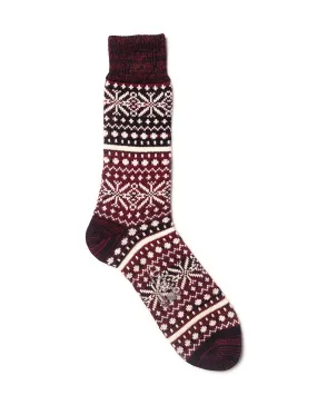 WINE/BLACK FAIR ISLE SOCKS