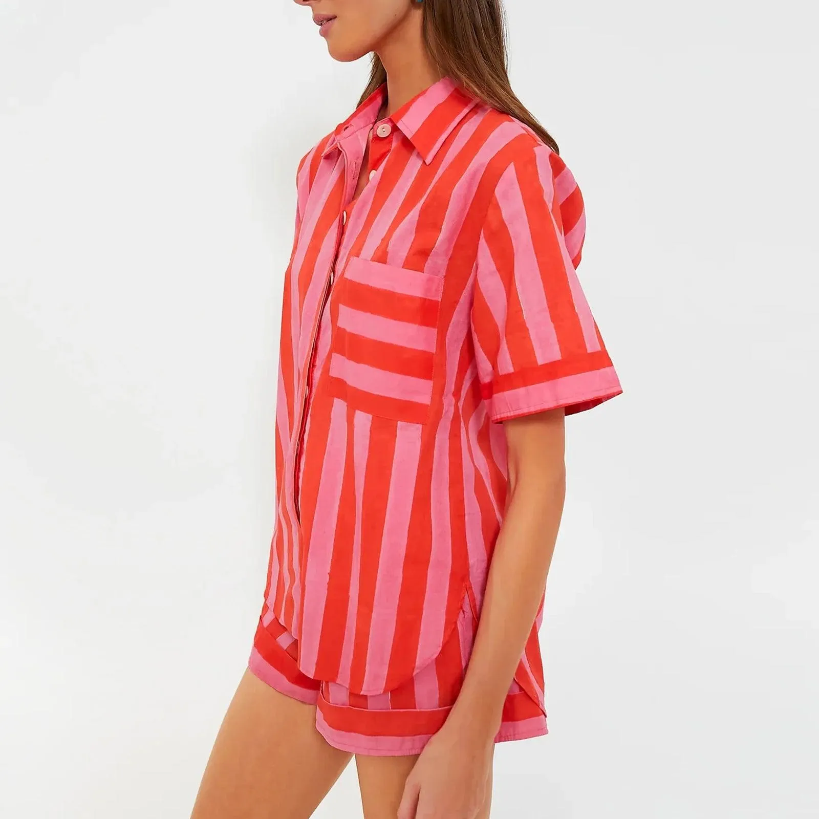 Women Striped  Gingham Short Blouse