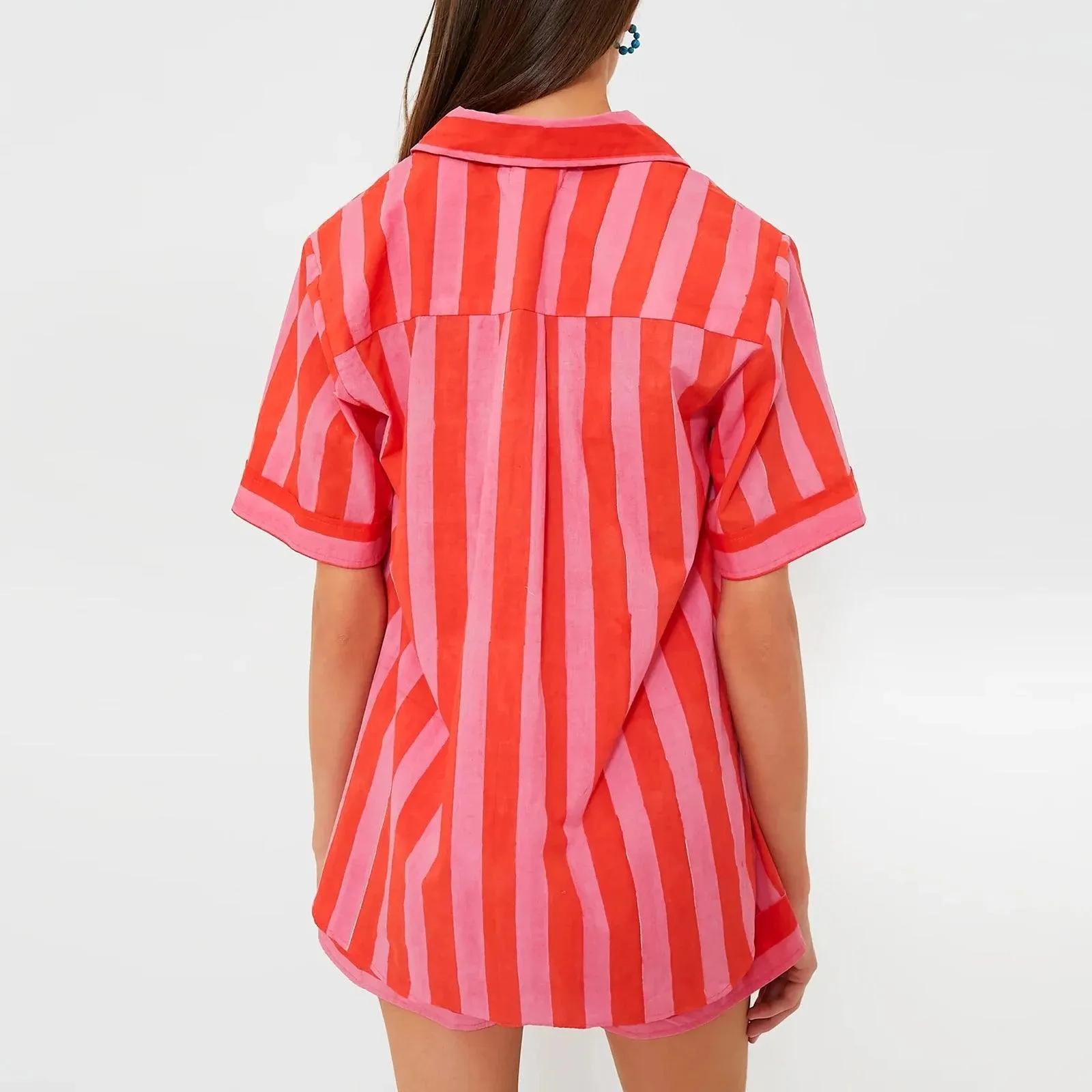 Women Striped  Gingham Short Blouse