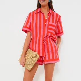 Women Striped  Gingham Short Blouse