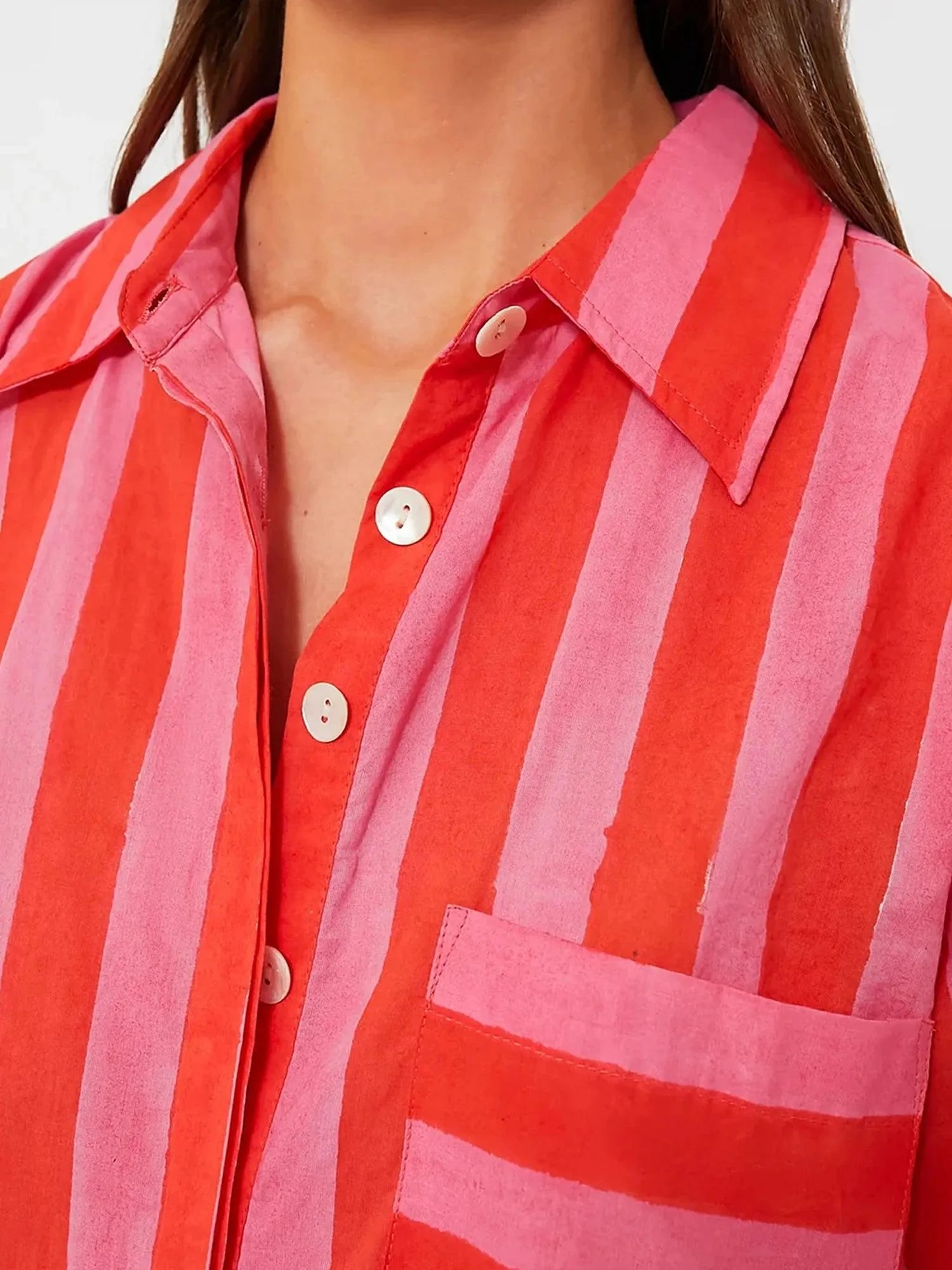 Women Striped  Gingham Short Blouse