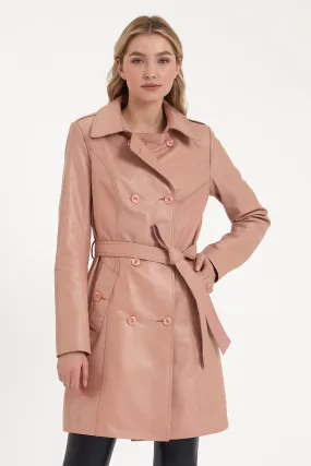 Women's leather trench coat