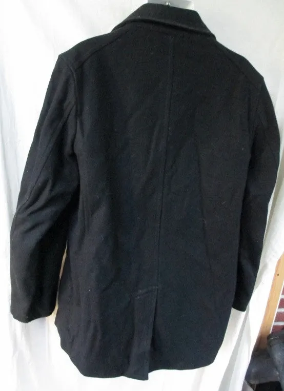 Womens OLD NAVY WOOL COAT Jacket Double Breast BLACK L Military Campus