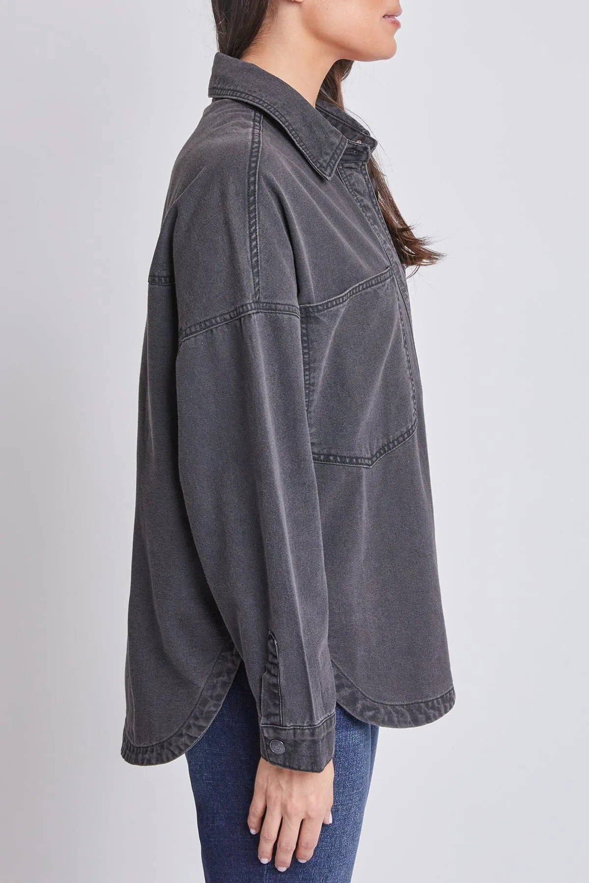 Women’s Oversized Shacket with Front Patch Pockets