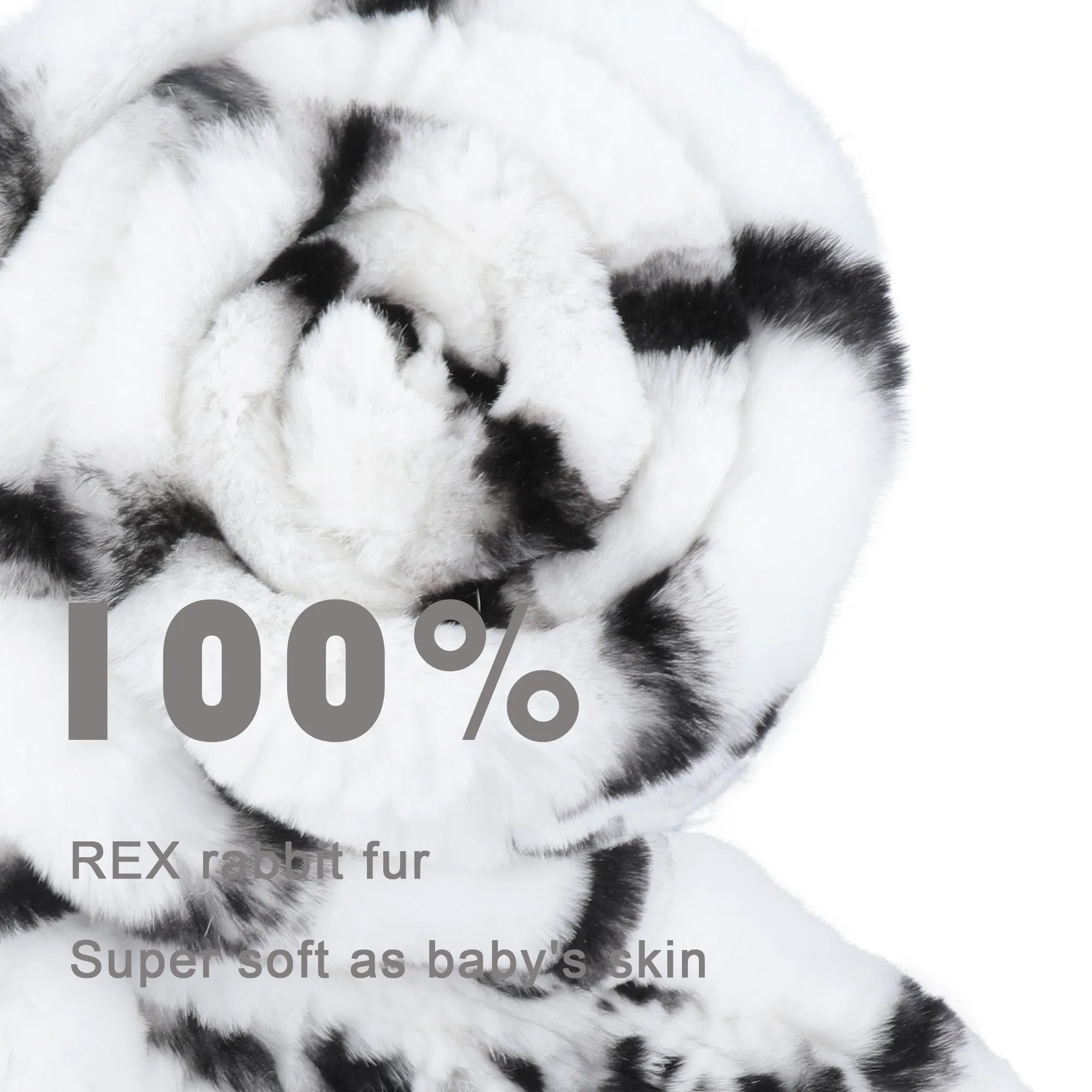 Women's Rex Rabbit Fur Scarf Ladies Winter Warm Knitted Flowers Crochet Fashion Scarf Scarves for Women Men