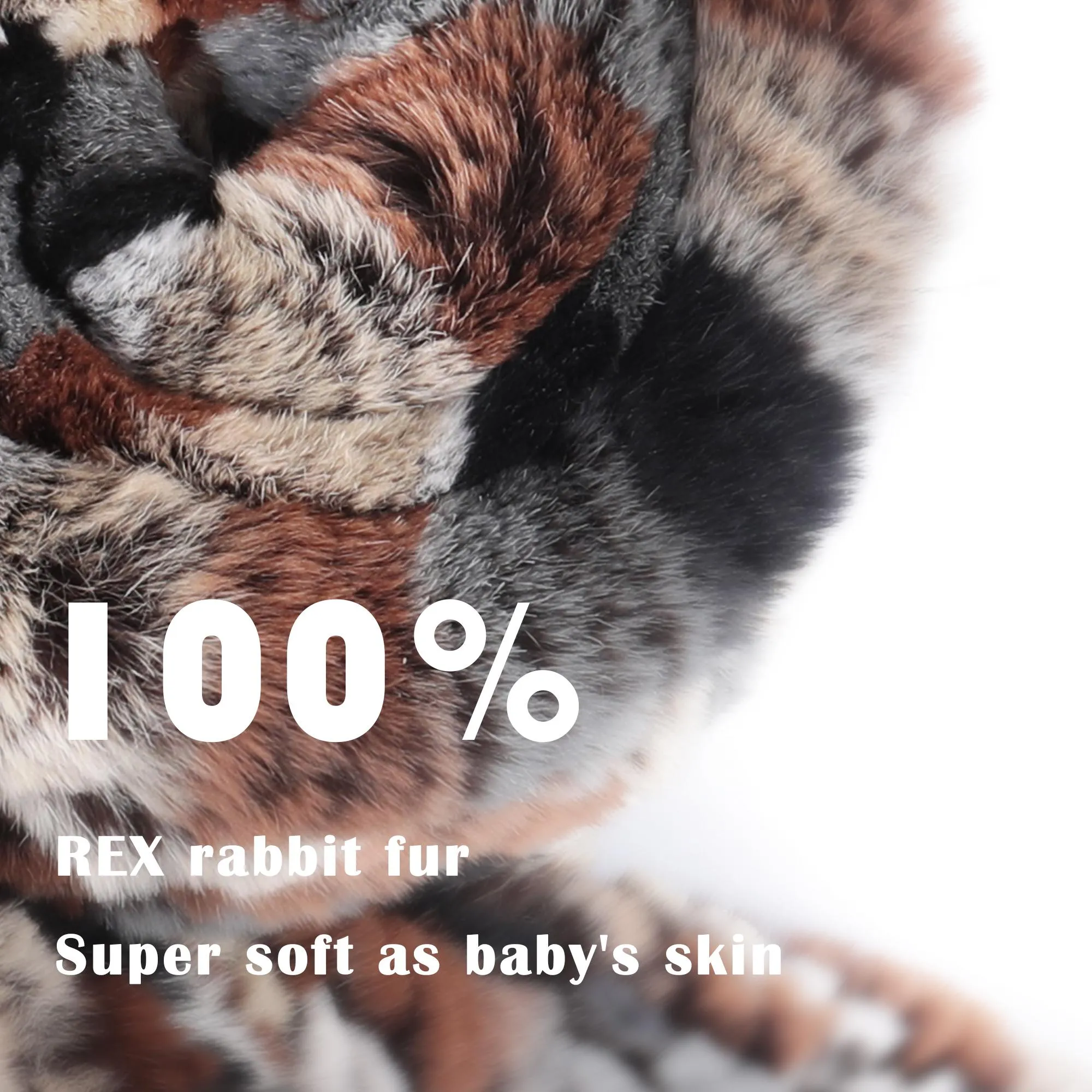 Women's Rex Rabbit Fur Scarf Ladies Winter Warm Knitted Flowers Crochet Fashion Scarf Scarves for Women Men