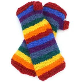 Wool Knit Arm Warmer - Stripe - Rainbow