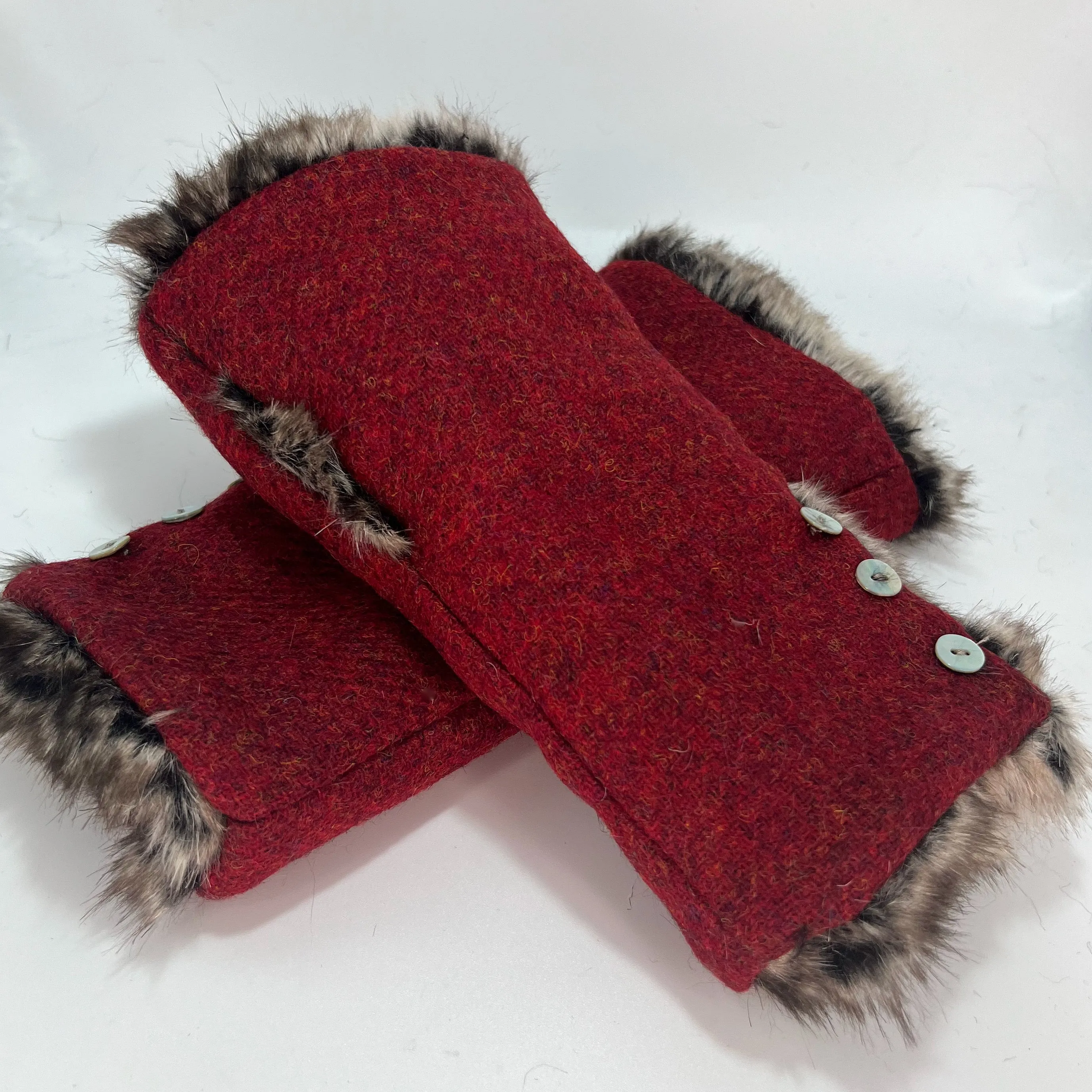 Wrist Warmers - Warm Red Shetland Tweed