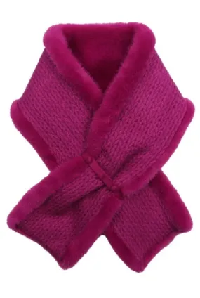 Zelly 15503 Plain Pull Through Faux Fur And Knit Collar Style Scarf (2 Colours)